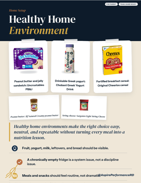 Healthy Home Environment printable sports nutrition handout preview