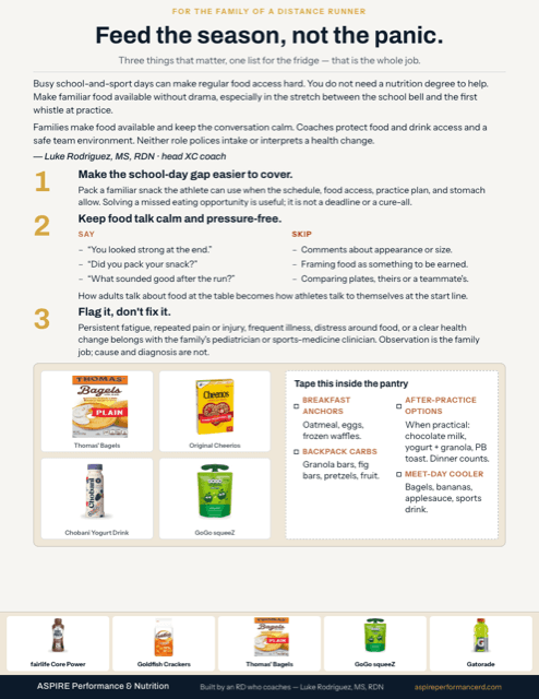 Parents' Quick Guide printable sports nutrition handout preview