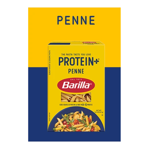 Higher-protein pasta: Barilla Protein+ Penne package