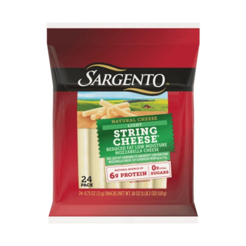 String cheese: Sargento Light String Cheese package