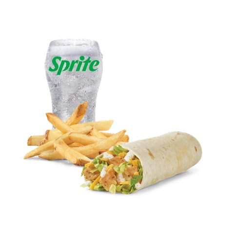 Grilled chicken wrap meal: Wendy's Grilled Chicken Wrap Combo package